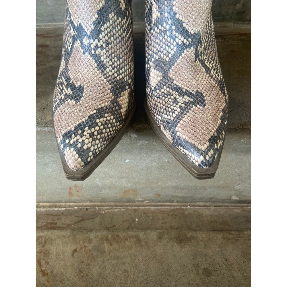 Vince Camuto snake print chunky block heel western inspired ankle boot - Picture 4 of 8
